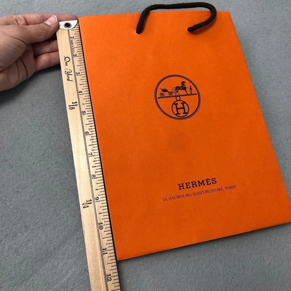 Hermes Authentic Orange Paper Shopping Bag Gift Small Rectangle 11.5x8x3.5